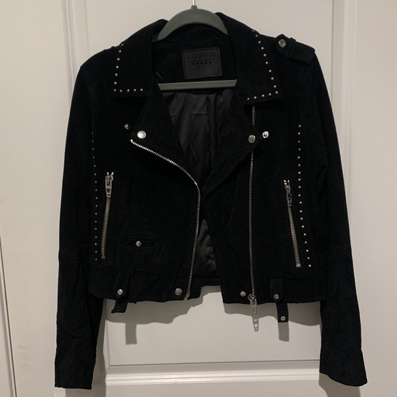 Blank NYC Suede Luxury No Limit Motorcycle "Moto" Style Jacket Black Studded S - Picture 2 of 16